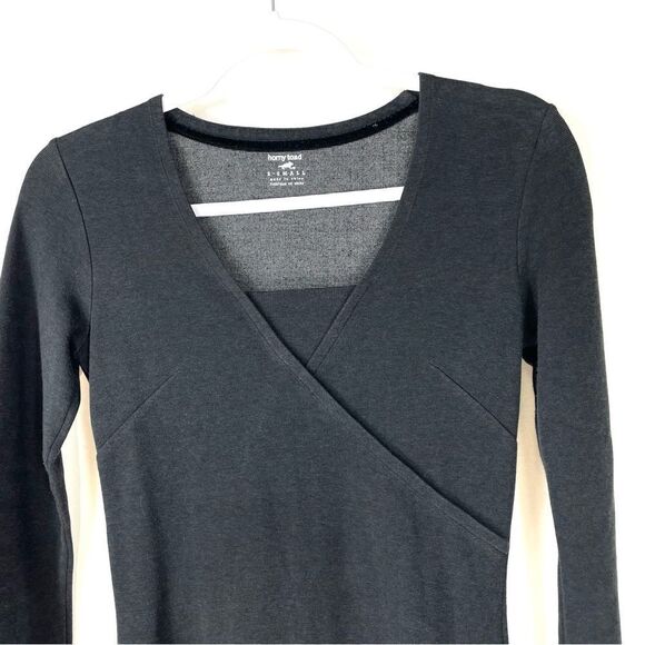 HORNY Toad Long Sleeve Black Crossover Wrap Dress - Picture 2 of 13